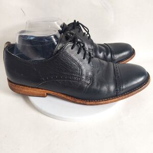 J.D Fisk Oxford Wingtip Shoes‎ Size 8 D Men's Black Leather Upper & Sole Lace Up